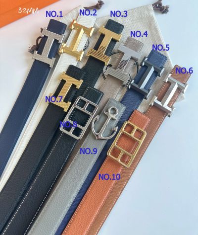 High Replica Hermes 32mm Reversible Belt with Metal Buckle